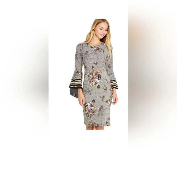 Rinascimento EUC Midi Floral Bell Sleeved Dress Size XL - Picture 2 of 12